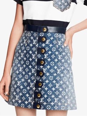 Monogram Denim A-line Jean skirt
